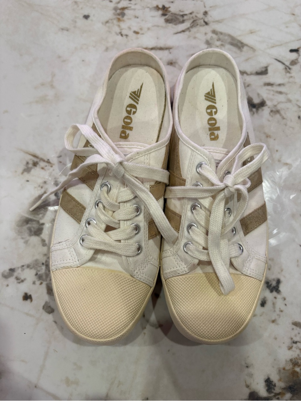 Gola Women's White and Beige Canvas Sneakers